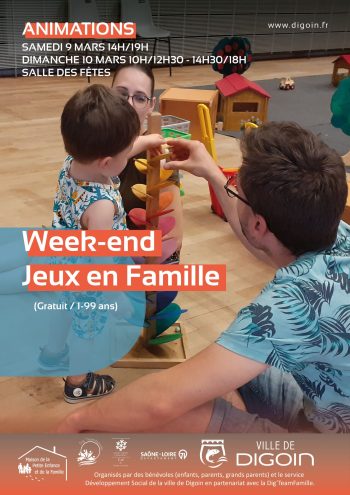 Affiche Digoin Week-end Jeux Famille.2024 red